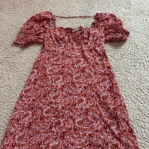 Francesca's Collections Red and Pink Paisley Mini Dress